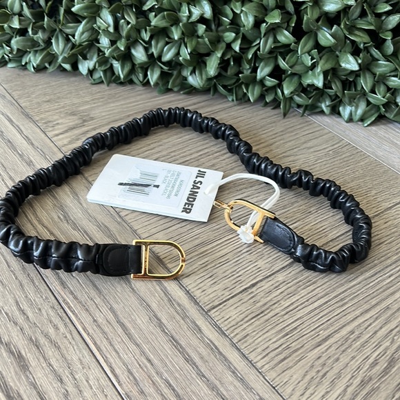 Jil Sander Gathered Leather Skinny Belt in Black L NWT 490$ - Picture 3 of 6